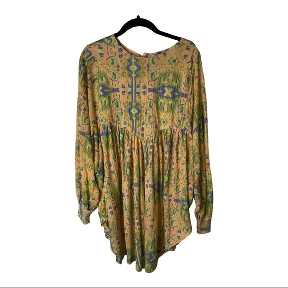NEW FREE PEOPLE Revolve Yellow Printed This is it Tunic Oversized Small - Picture 9 of 12